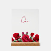 赤いバラ結婚のテーブル番号 アクリルサイン (正面)