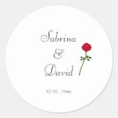 赤いバラ結婚の白い背景 ラウンドシール (正面)