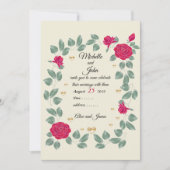 赤いバラ結婚の花束ブライダルシャワー 招待状 (正面)