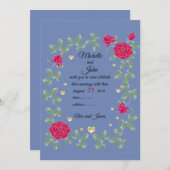 赤いバラ結婚の花束ブライダルシャワー 招待状 (正面/裏面)