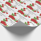 赤いバラ結婚をパーソナライズする名前 ラッピングペーパー (角)