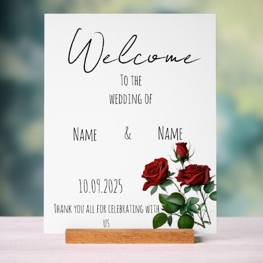 赤いバラ結婚アクリル徴候 アクリルサイン (ニュートラル)