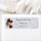 赤いバラ結婚ズサンキューラベル ラベル (インサイチュ)