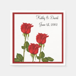 赤いバラ結婚ズ スタンダードカクテルナプキン