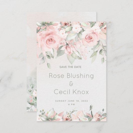 赤いバラ結婚式の日付カードを保存 セーブザデート (正面/裏面)