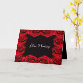 赤いバラ縁どはロマンチックなカードを飾る(文句を付ける) カード (黄色い花)