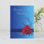 赤いバラ色の愛の結婚式招待状 招待状 (スタンド正面)