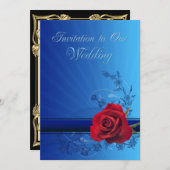 赤いバラ色の愛の結婚式招待状 招待状 (正面/裏面)