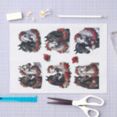 赤いバラ色の馬と美しいアラビアのリース 薄葉紙 (クラフト)