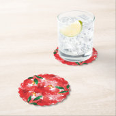 赤いバラ花の模様 ペーパーコースター (インサイチュ)