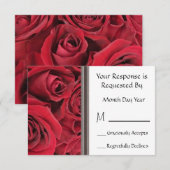 赤いバラ花RSVPのカード 出欠カード (正面/裏面)