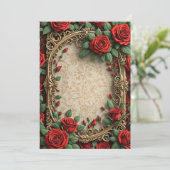赤いバラ華美ス結婚フレーム 招待状 (スタンド正面)