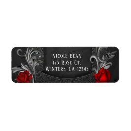 赤いバラ華美ズブラック結婚ゴシック ラベル