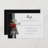 赤いバラ赤ちゃんのブレスリボン書道RSVP 出欠カード (正面/裏面)