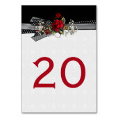 赤いバラ赤ちゃんの息の黒いリボンのテーブルカード テーブルナンバー (裏面)