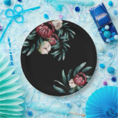 赤いバラ黒の背景スクリプエレガントト ペーパープレート (パーティー)