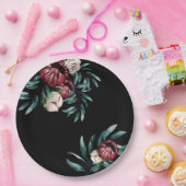 赤いバラ黒の背景スクリプエレガントト ペーパープレート (パーティー)