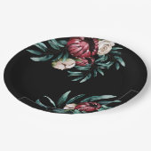 赤いバラ黒の背景スクリプエレガントト ペーパープレート (アングル)