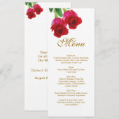 赤いバラ２本 結婚式メニュー招待状 メニュー (正面/裏面)