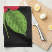 赤いバラ2 キッチンタオル (四つ折り)