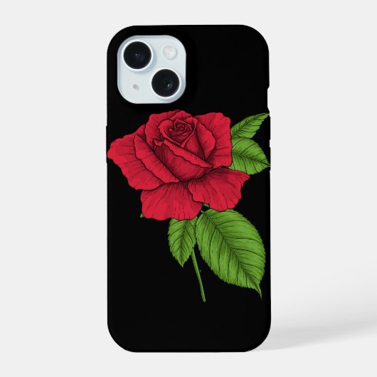 赤いバラ2 iPhone 15ケース (裏面)