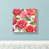 赤いバラ | エレガントフローラバラの水色 キャンバスプリント (インサイチュ (ウッドフロア))