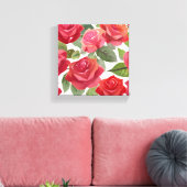 赤いバラ | エレガントフローラバラの水色 キャンバスプリント (インサイチュ (リビング))