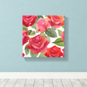 赤いバラ | エレガントフローラバラの水色 キャンバスプリント (インサイチュ (ウッドフロア))