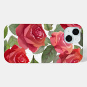 赤いバラ | エレガントフローラバラの水色 Case-Mate iPhoneケース (裏面 (横))