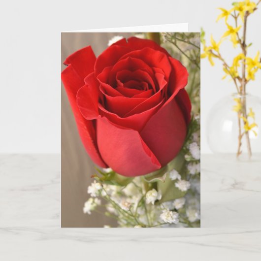 赤いバラ カード (黄色い花)
