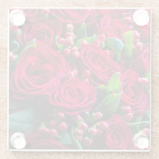 赤いバラ ガラスコースター (裏面)