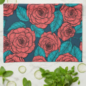 赤いバラ キッチンタオル (折り畳み)