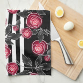 赤いバラ キッチンタオル (四つ折り)