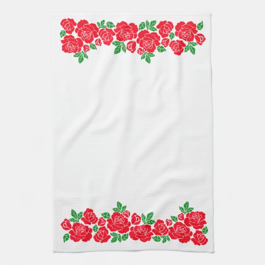 赤いバラ キッチンタオル (縦)