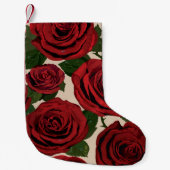 赤いバラ:シームレスなフローラ背景 スモールクリスマスストッキング (正面)