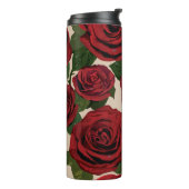 赤いバラ:シームレスなフローラ背景 タンブラー (回転左)
