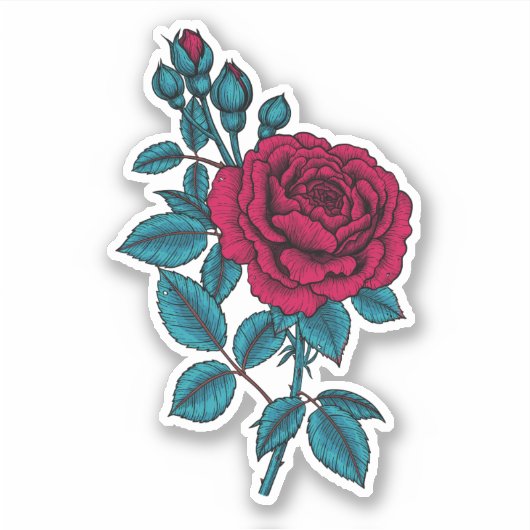 赤いバラ シール (正面)