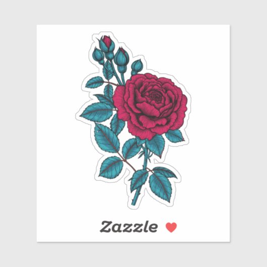 赤いバラ シール (シート)