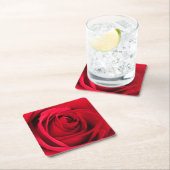 赤いバラ スクエアペーパーコースター (インサイチュ)