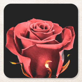 赤いバラ スクエアペーパーコースター