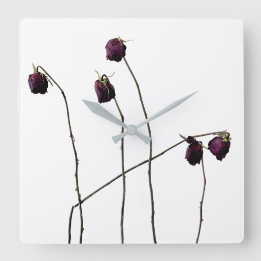 赤いバラ スクエア壁時計 (正面)