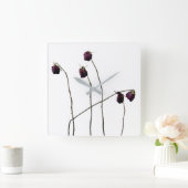 赤いバラ スクエア壁時計 (ホーム)