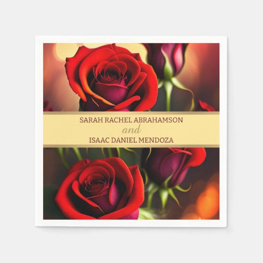 赤いバラ スタンダードカクテルナプキン (正面)