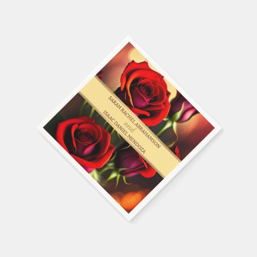 赤いバラ スタンダードカクテルナプキン (角)