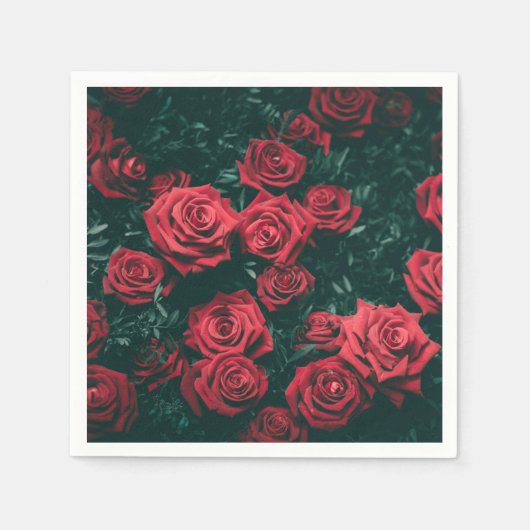 赤いバラ スタンダードカクテルナプキン (正面)