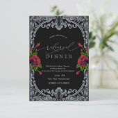 赤いバラ、ストライプゴシックリハーサルディナー 招待状 (スタンド正面)