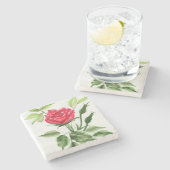 赤いバラ ストーンコースター (横)