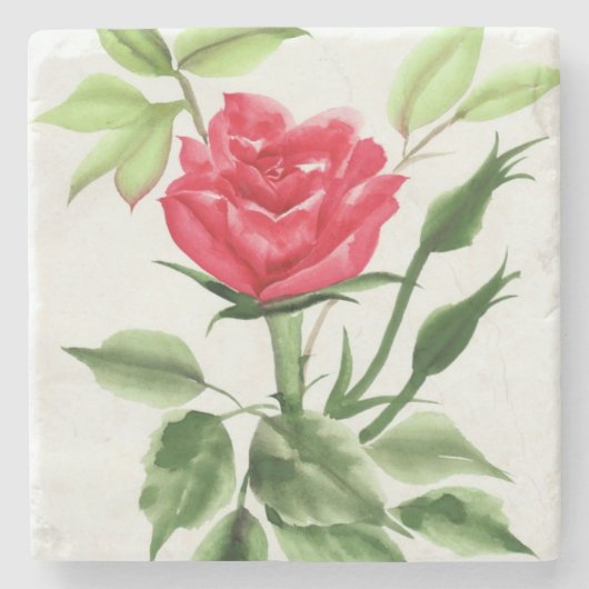 赤いバラ ストーンコースター (正面)