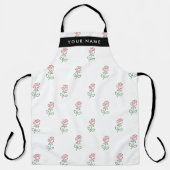 赤いバラ、バラのパターン、あなたの名前 エプロン (正面)