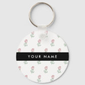 赤いバラ、バラのパターン、あなたの名前 キーホルダー (裏面)